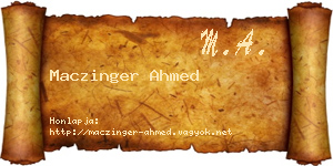 Maczinger Ahmed névjegykártya